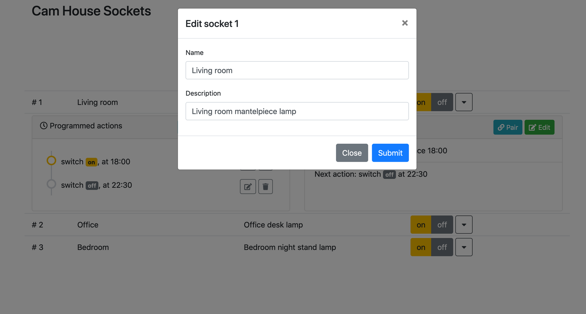 Raspberry Pi hosted web application to manage Energenie sockets II